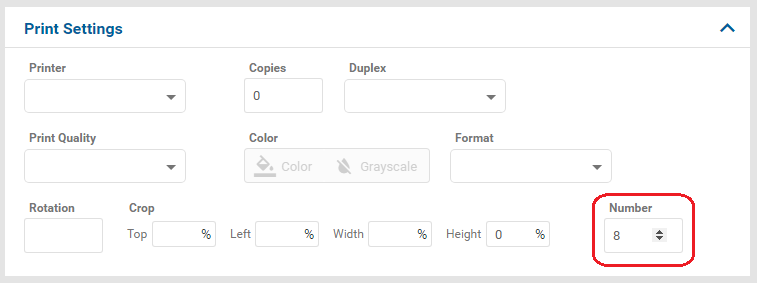 Number field in panel