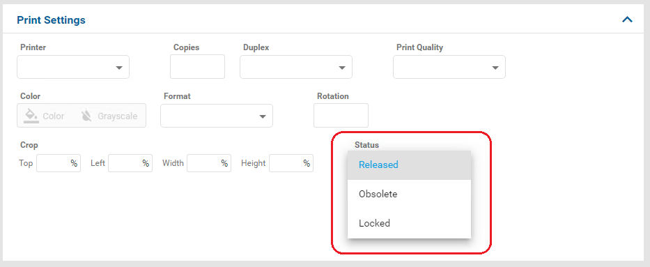 Option field in panel